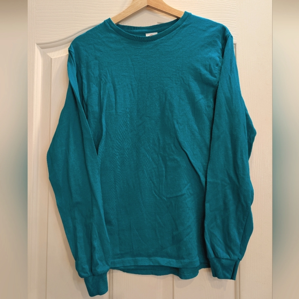 Delta Blue Long Sleeve Tee Casual Cotton Size Small